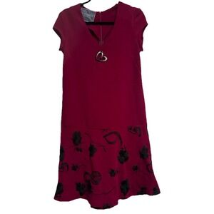 Elisa Cavaletti Daniela Della Allie Size US 4 Burgundy‎ Black Floral Appliqués